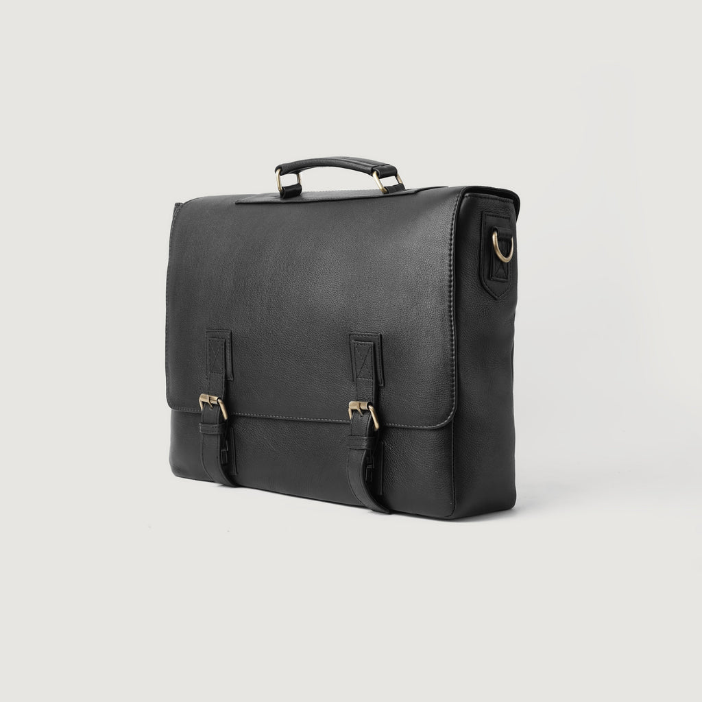 The Cristoph Black Leather Messenger Bag