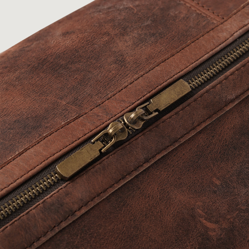 The Darrio Vintage Distressed Brown Leather Duffle Bag