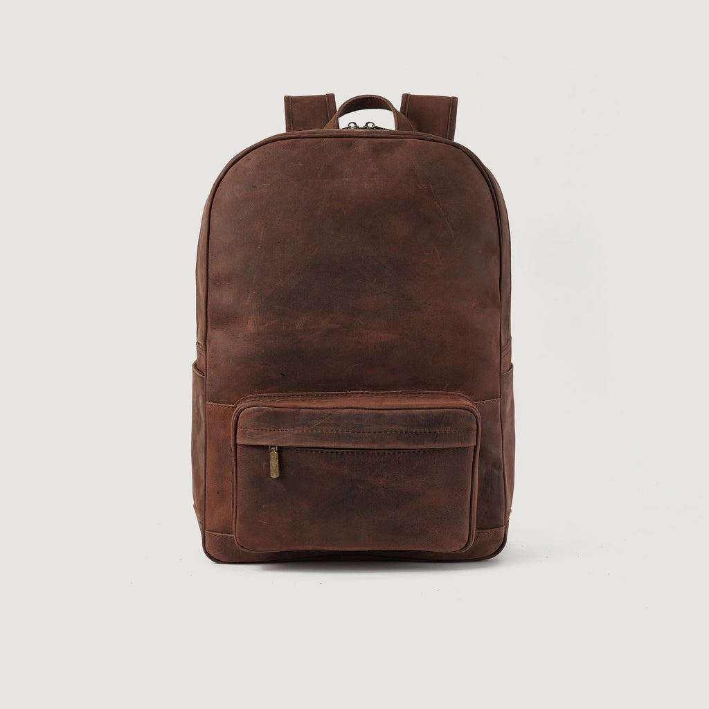 The Philos Vintage Distressed Brown Leather Backpack