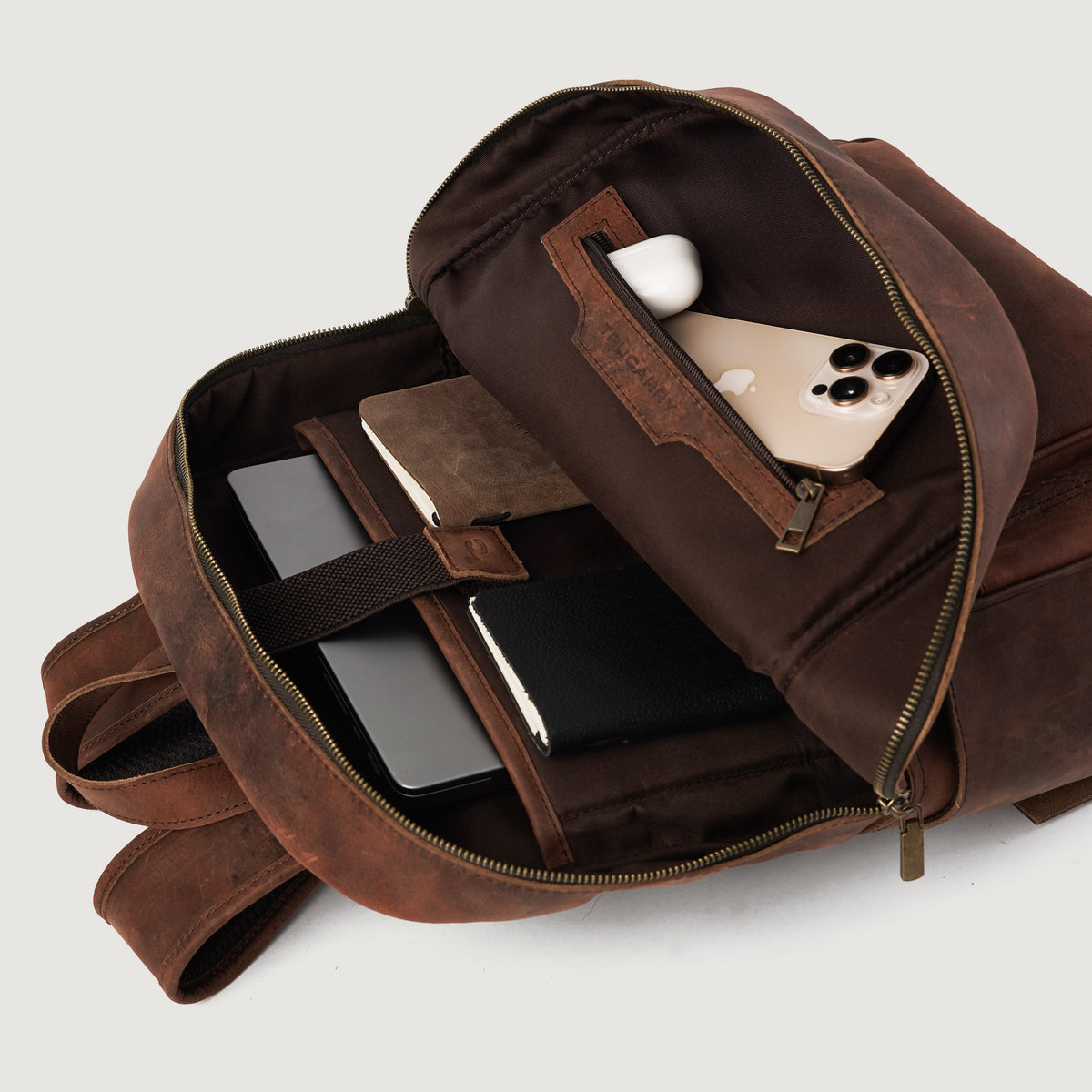 The Philos Vintage Distressed Brown Leather Backpack