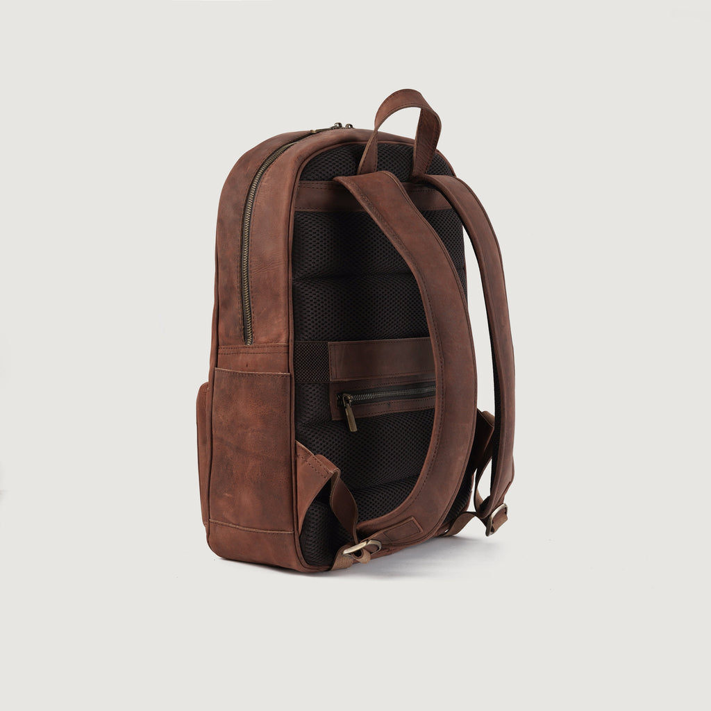 The Philos Vintage Distressed Brown Leather Backpack