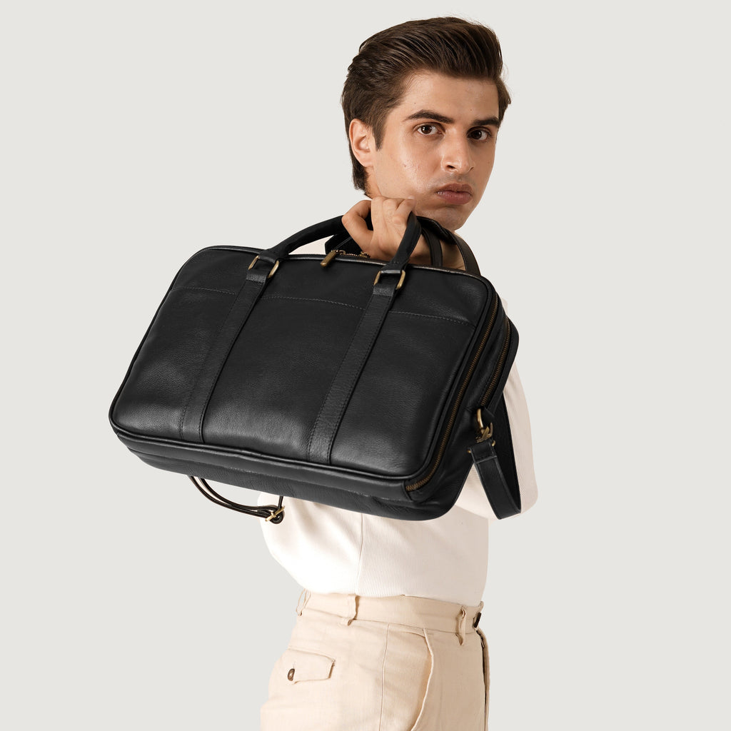 The Preston Black Leather Briefcase