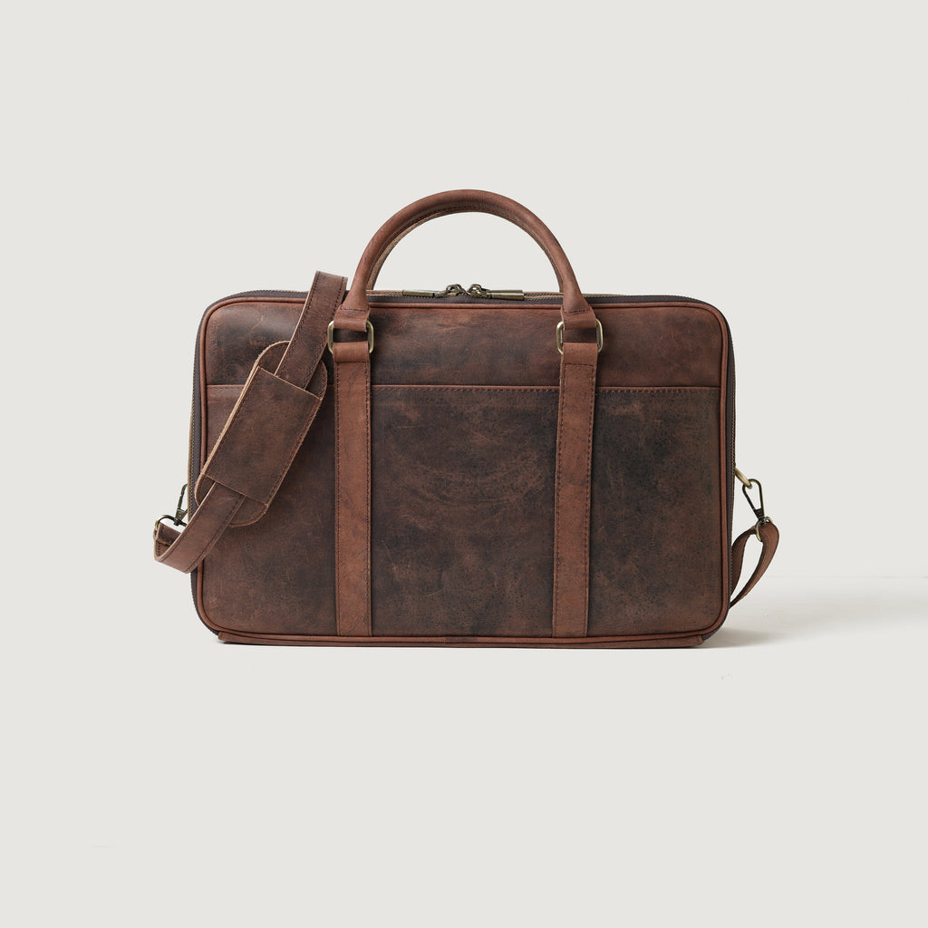 The Preston Vintage Distressed Brown Leather Briefcase