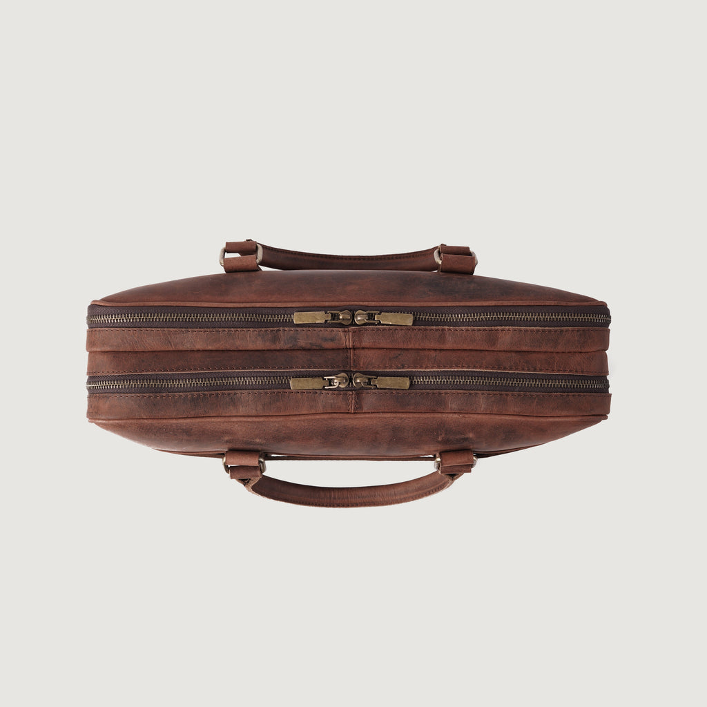 The Preston Vintage Distressed Brown Leather Briefcase