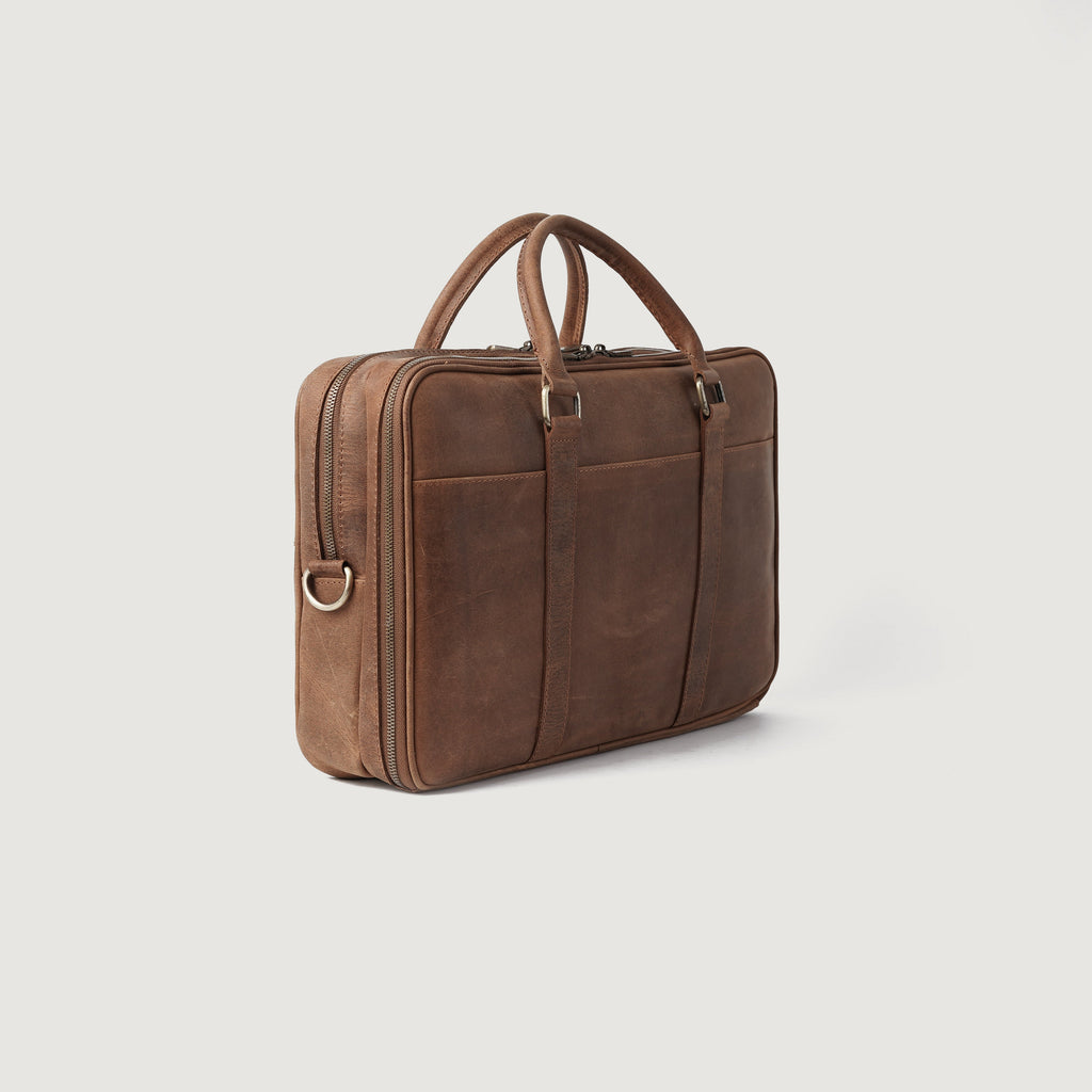 The Preston Vintage Tan Leather Briefcase