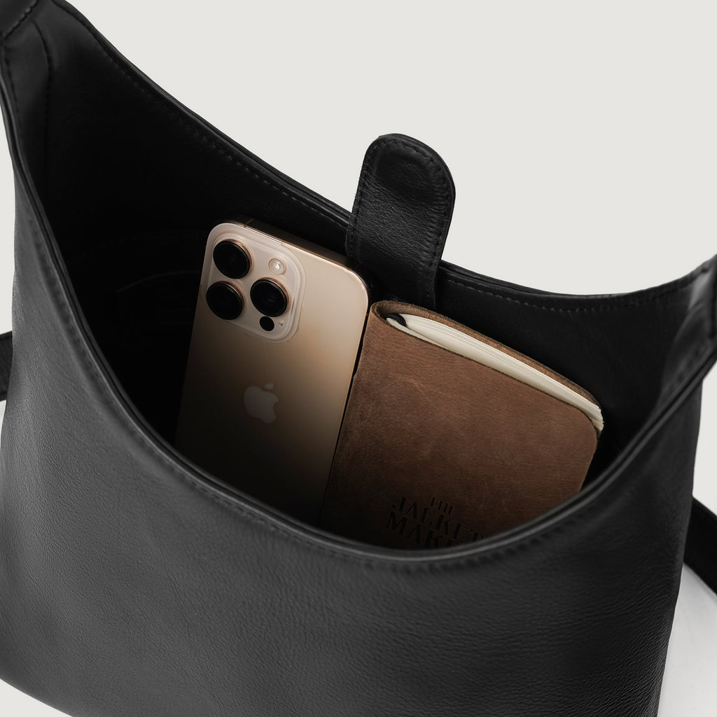 The Stefani Black Leather Hobo Bag
