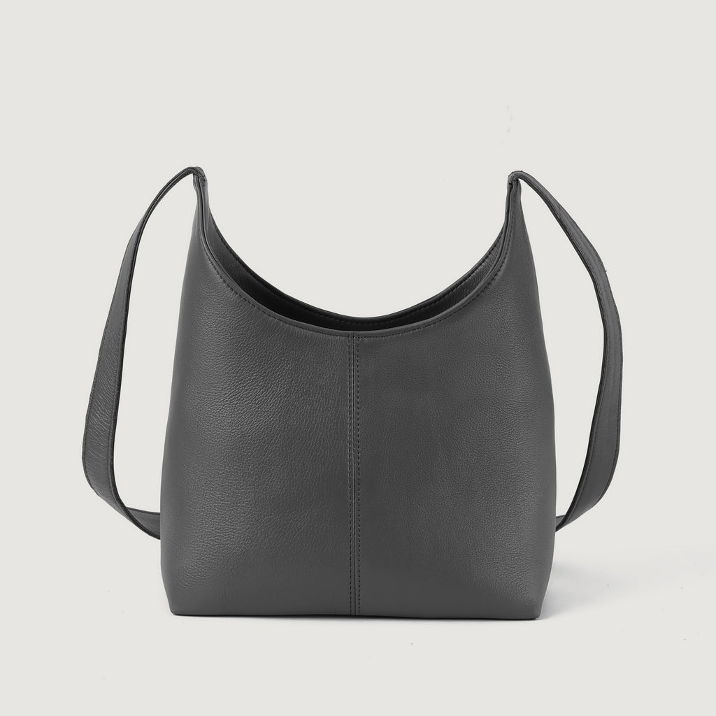 The Stefani Grey Leather Hobo Bag