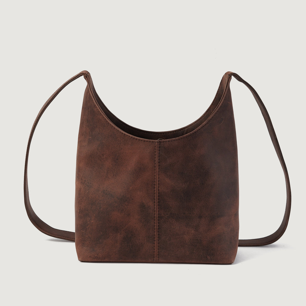 The Stefani Vintage Distressed Brown Leather Hobo Bag