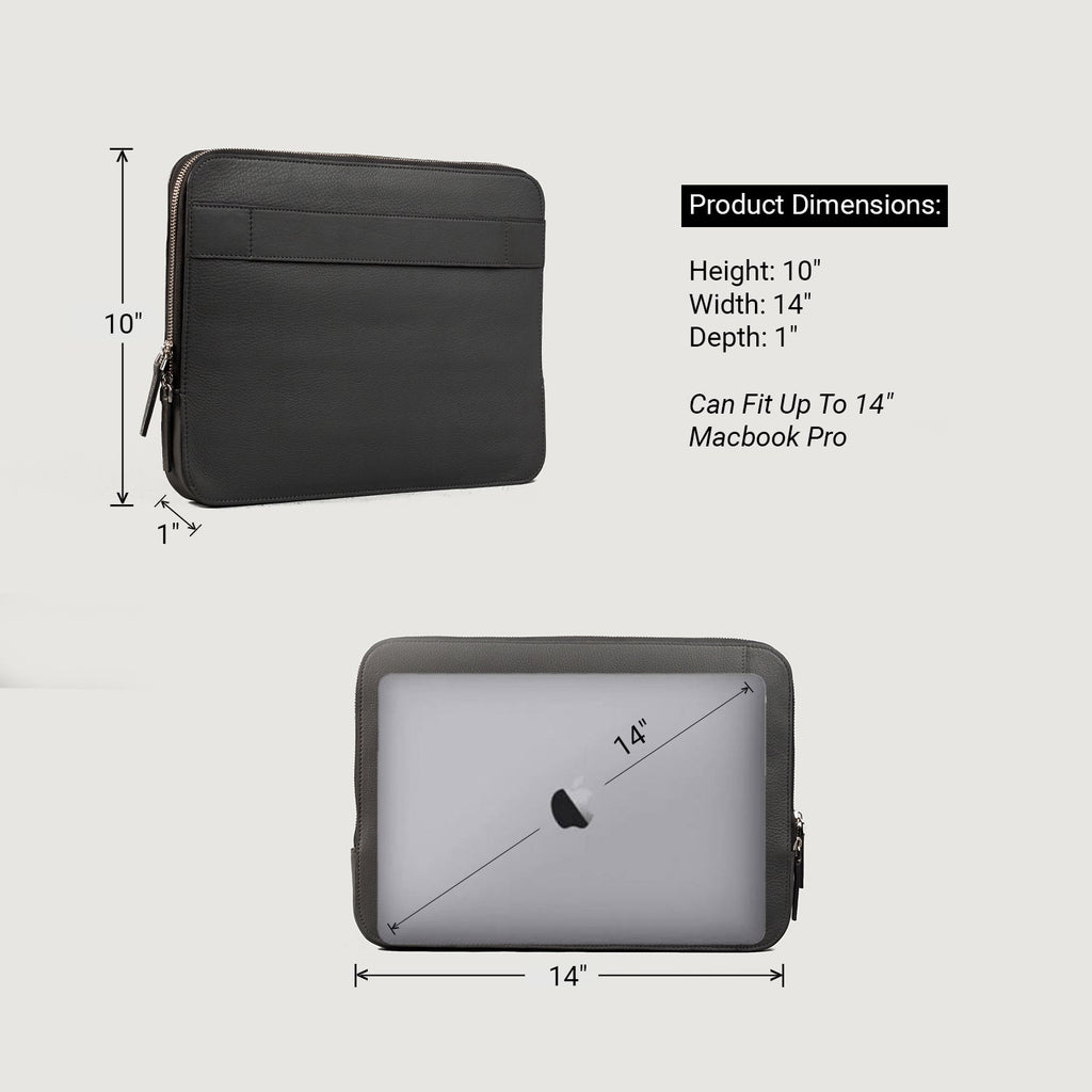 The Baxter Grey Leather Laptop Sleeve