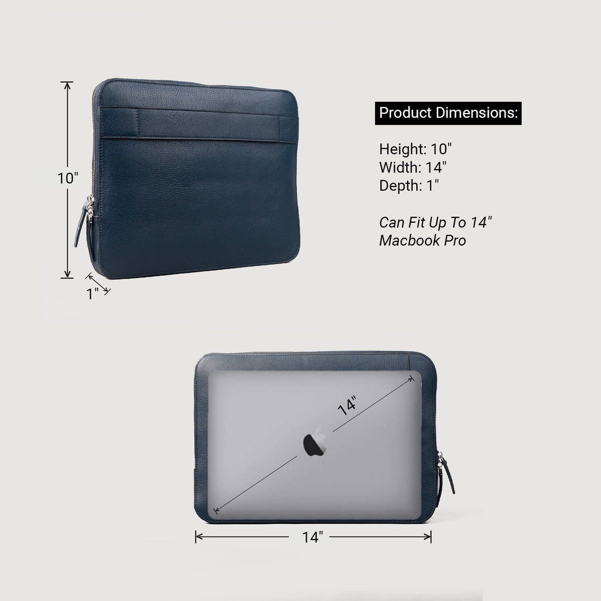 The Baxter Midnight Blue Leather Laptop Sleeve