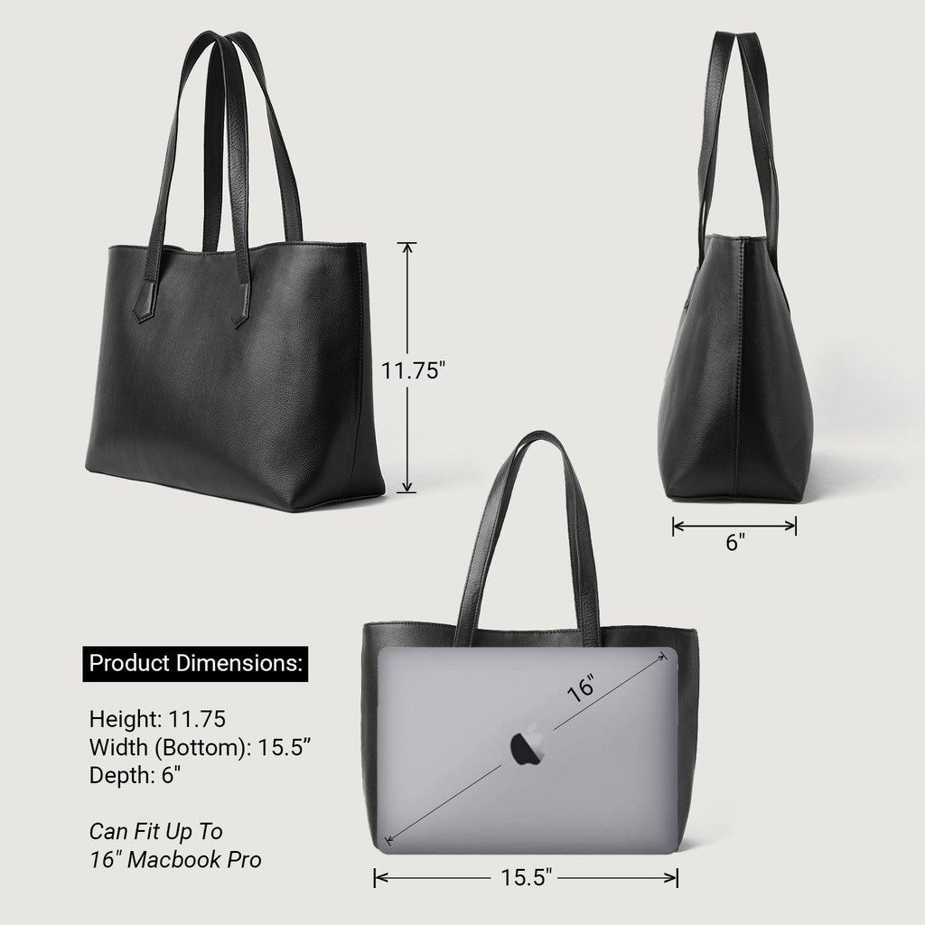The Bianca Black Leather Tote Bag