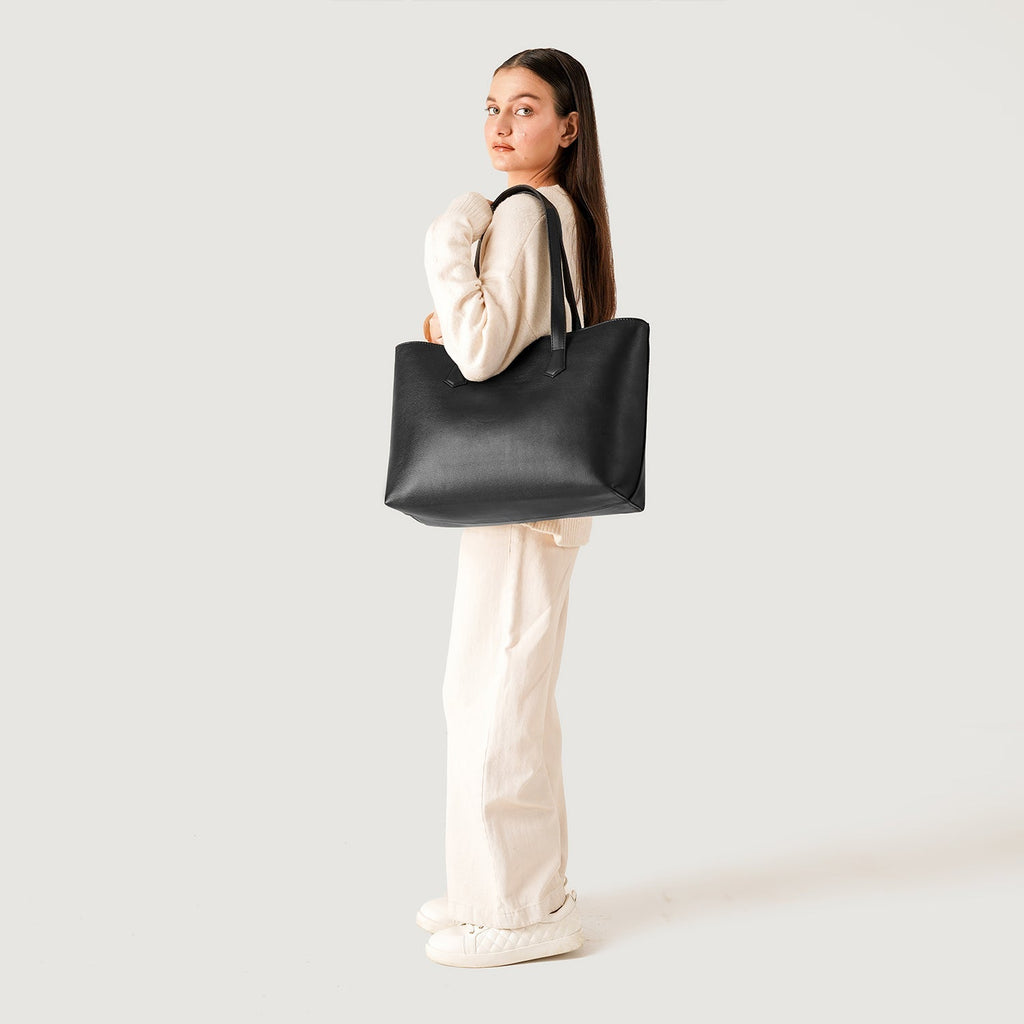 The Bianca Black Leather Tote Bag