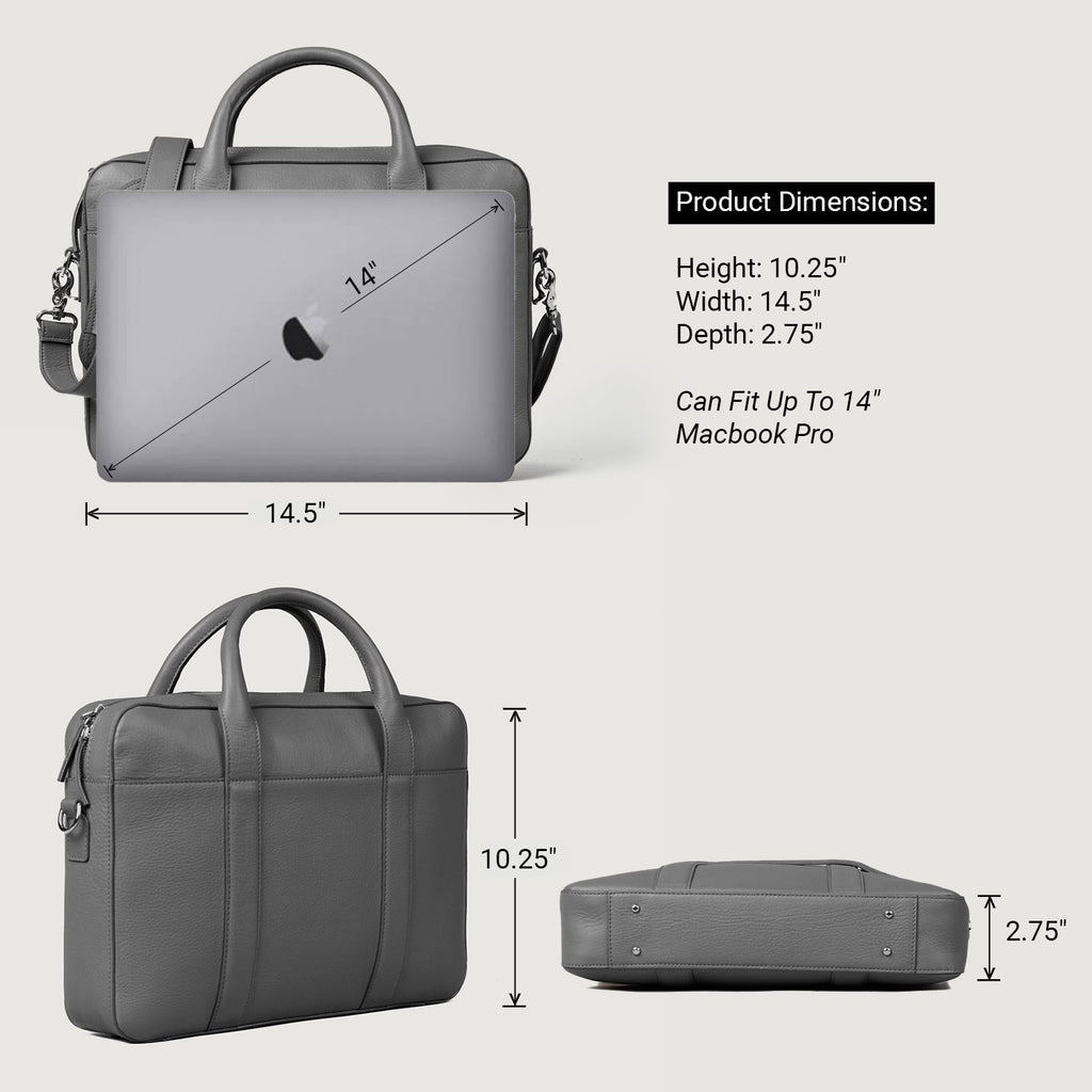 The Captain Grey Leather Briefcase