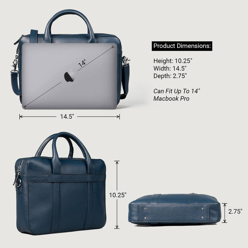 The Captain Midnight Blue Leather Briefcase