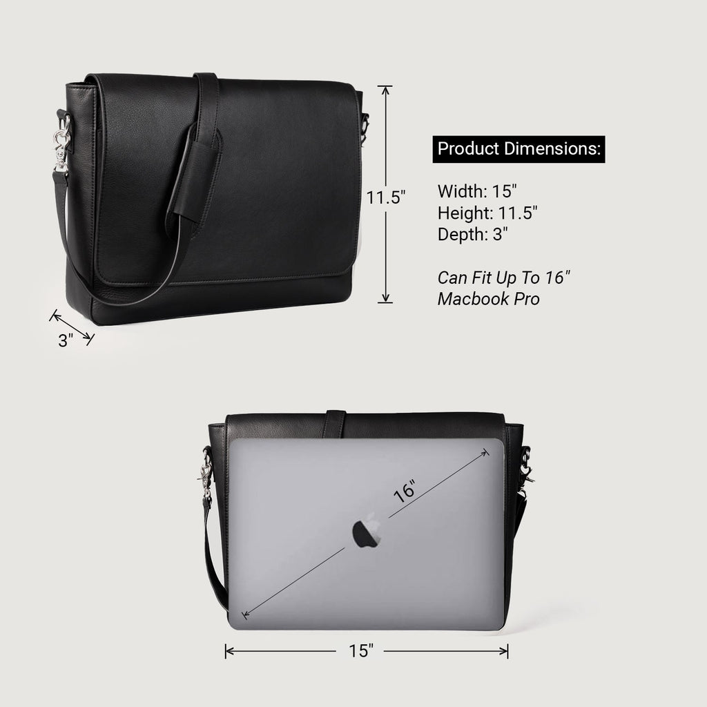 The Carismatico Black Leather Messenger Bag