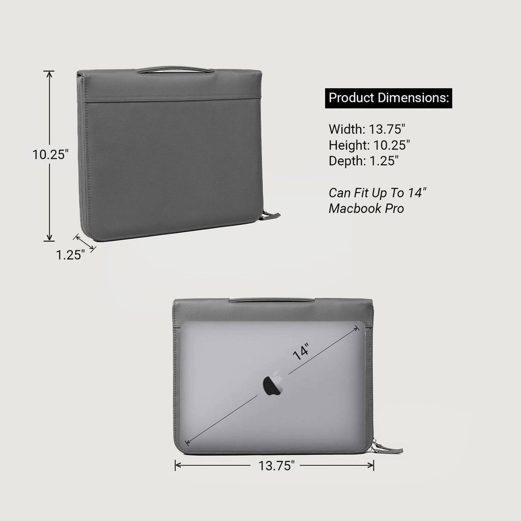 The Eclectic Grey Leather Folio Organizer