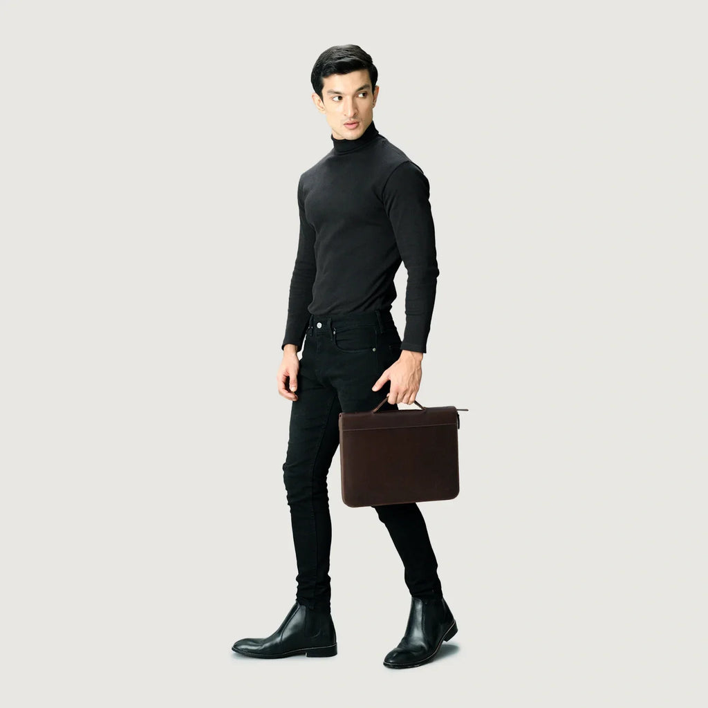 The Eclectic Vintage Brown Leather Folio Organizer
