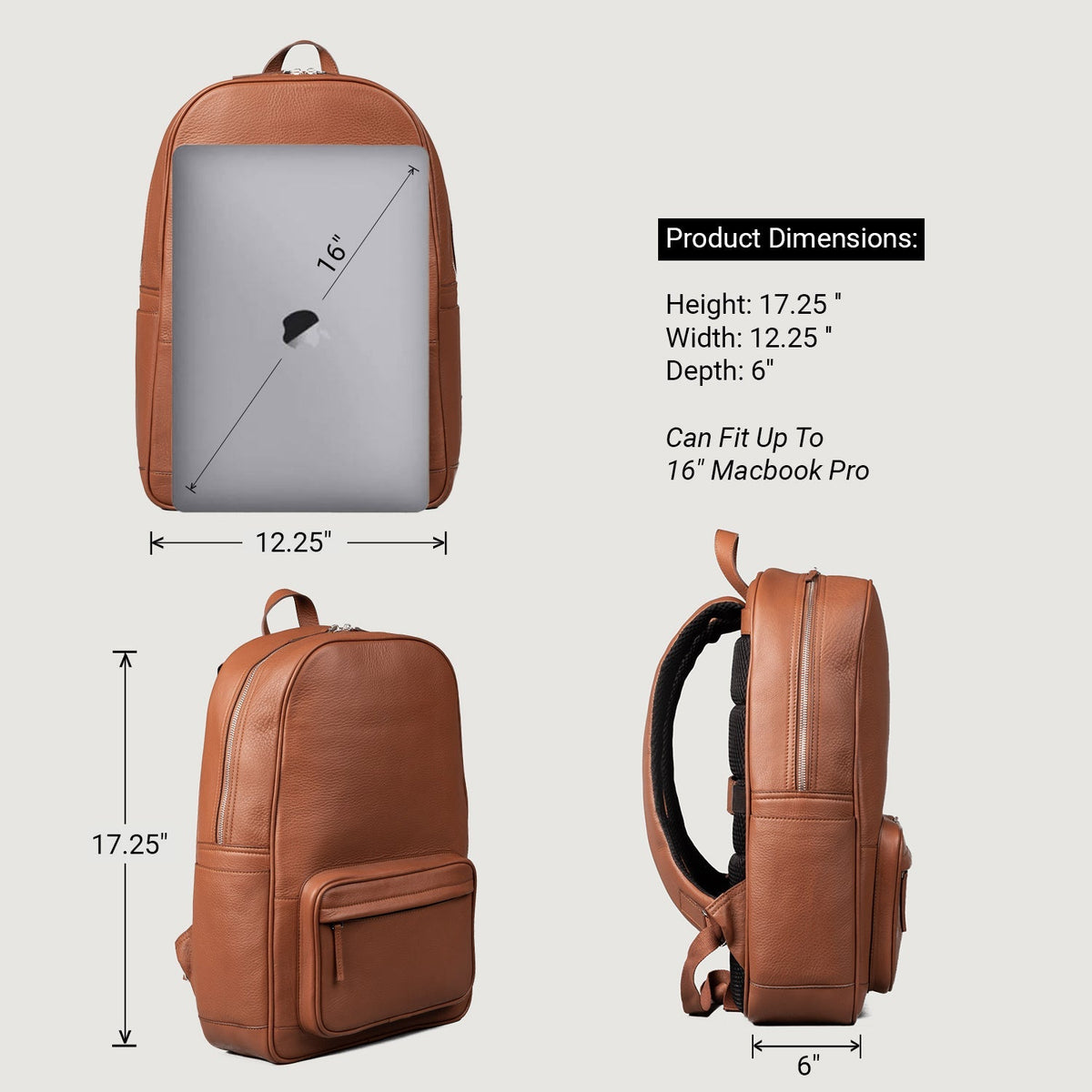 The Philos Brown Leather Backpack