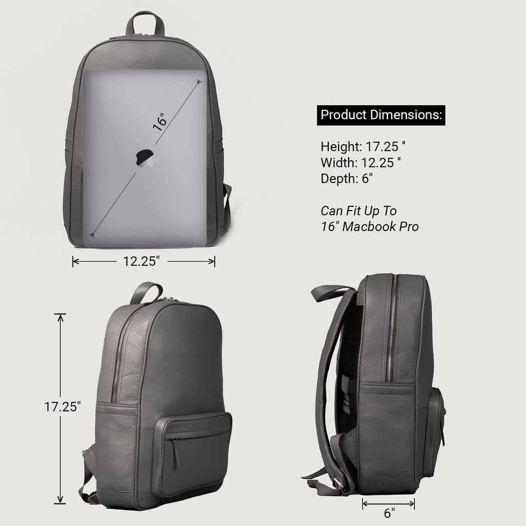 The Philos Grey Leather Backpack