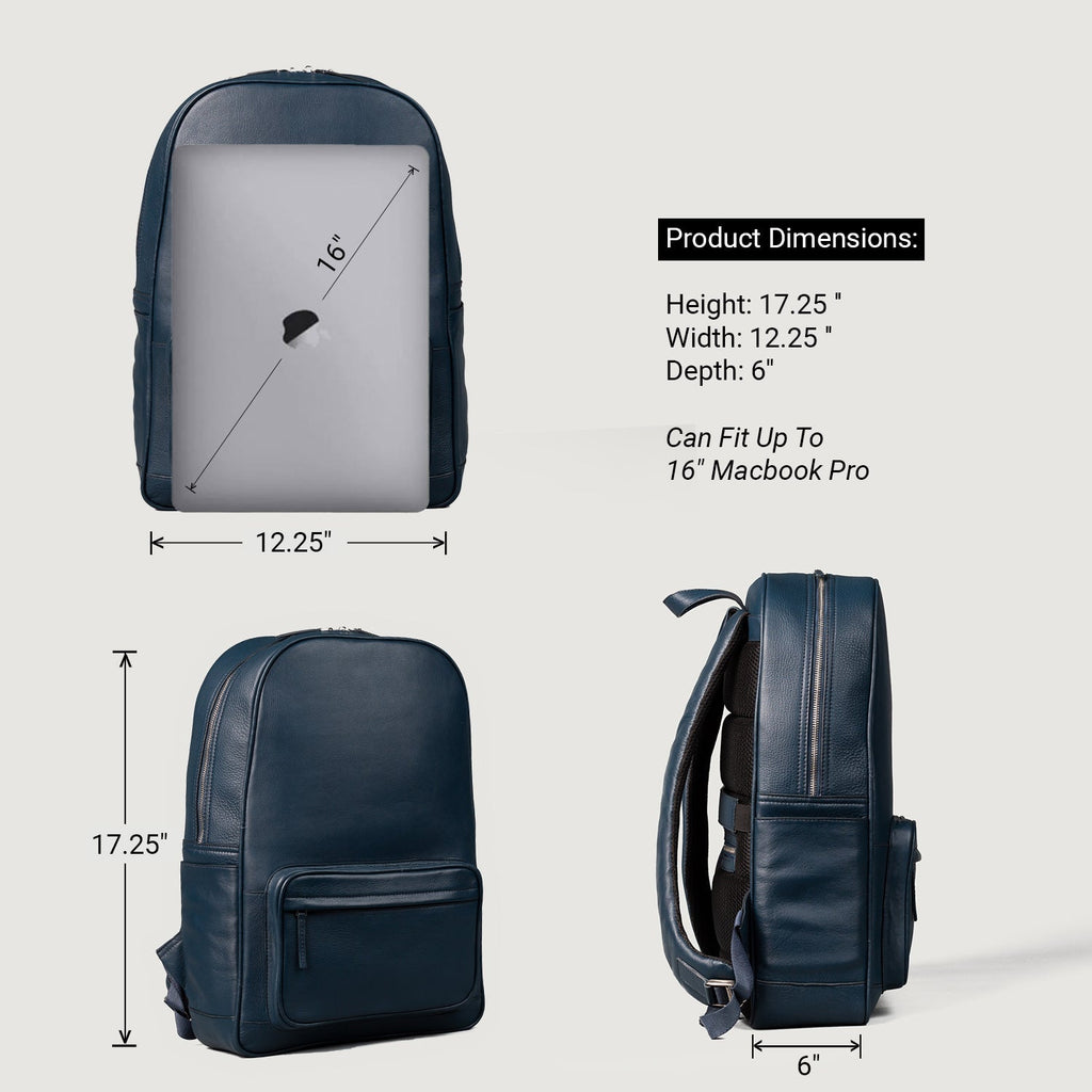 The Philos Midnight Blue Leather Backpack