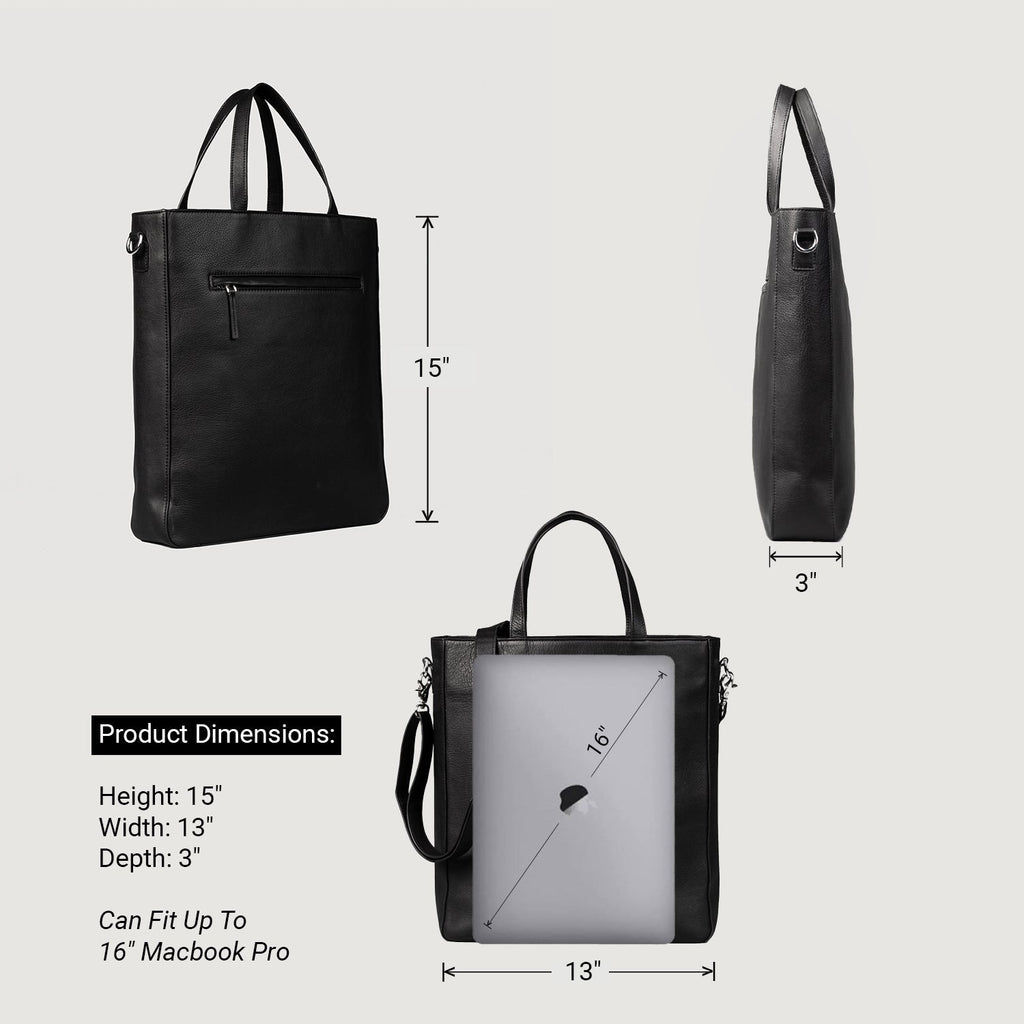 The Poet Black Leather Tote Bag