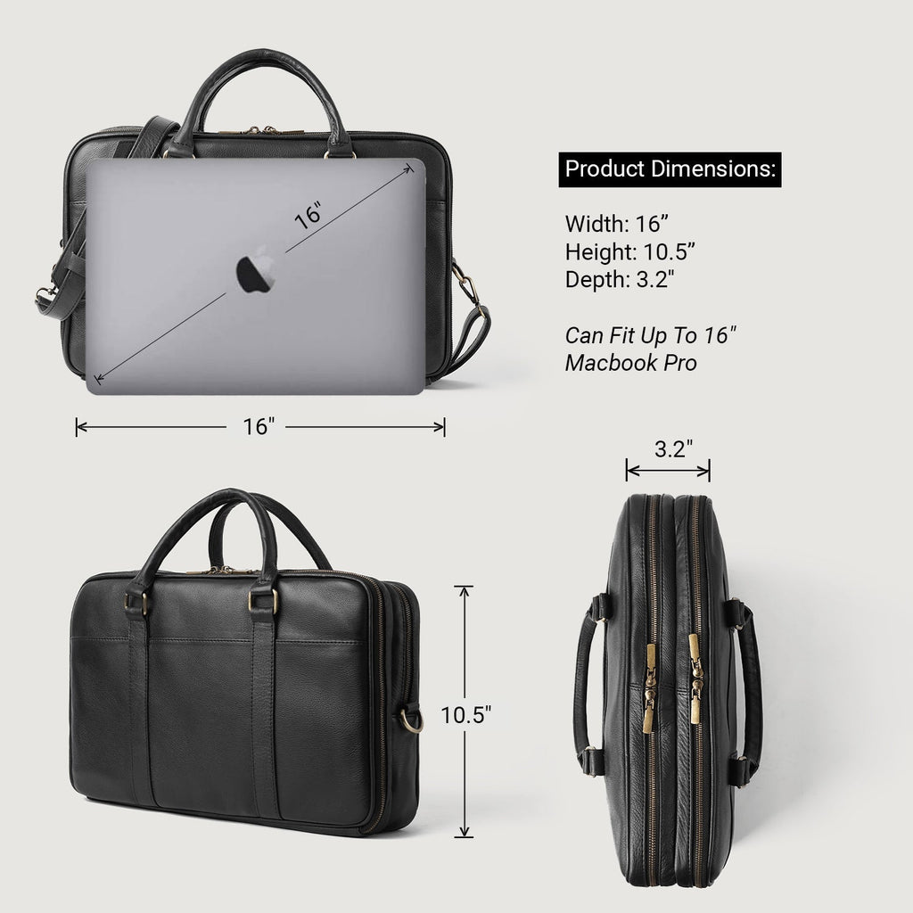 The Preston Black Leather Briefcase