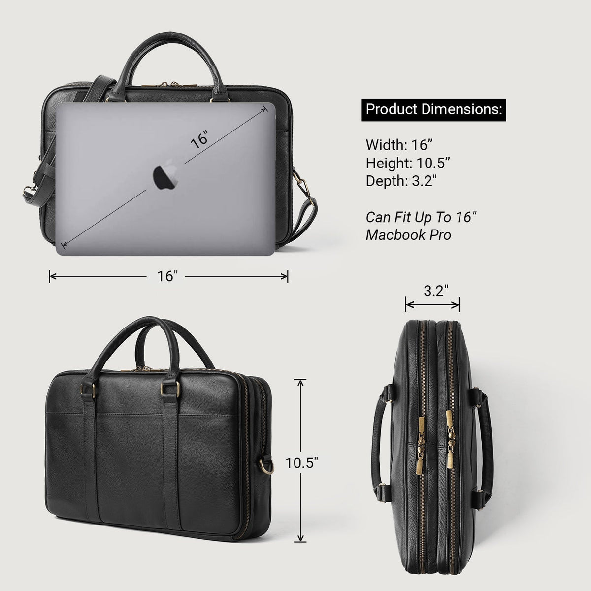 The Preston Black Leather Briefcase