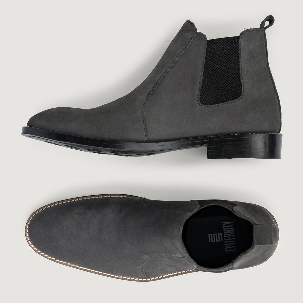 Clarkson Chelsea Grey Nubuck Leather Boots - StudGuard